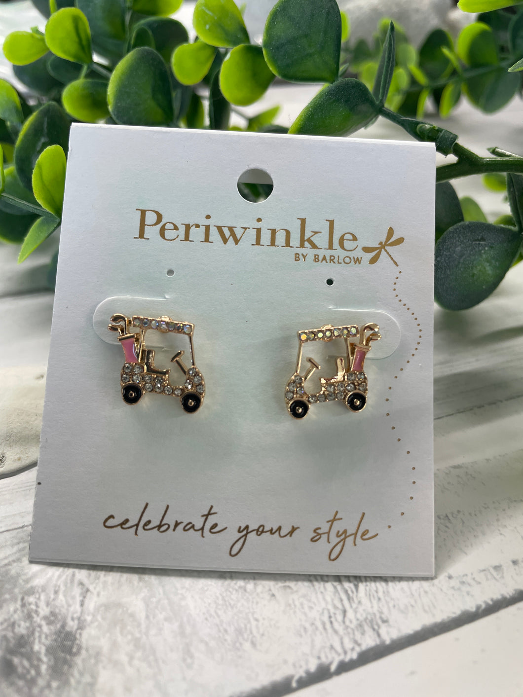 Earring - Crystal & Pink Golf