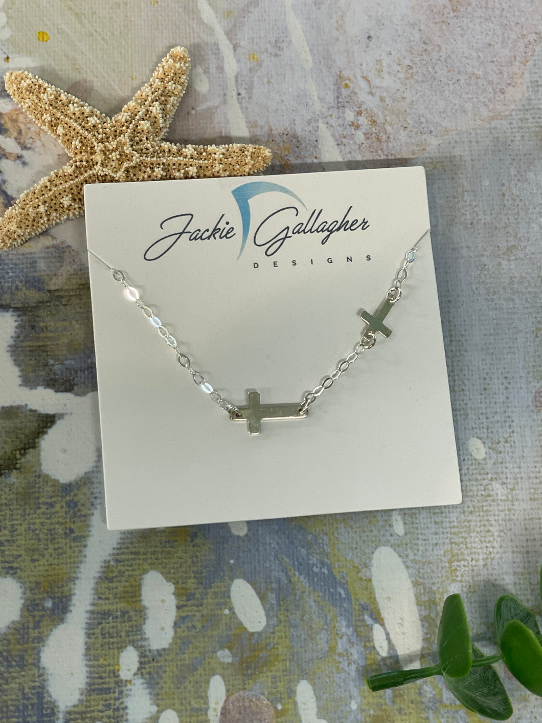 Double Cross Necklace, .925