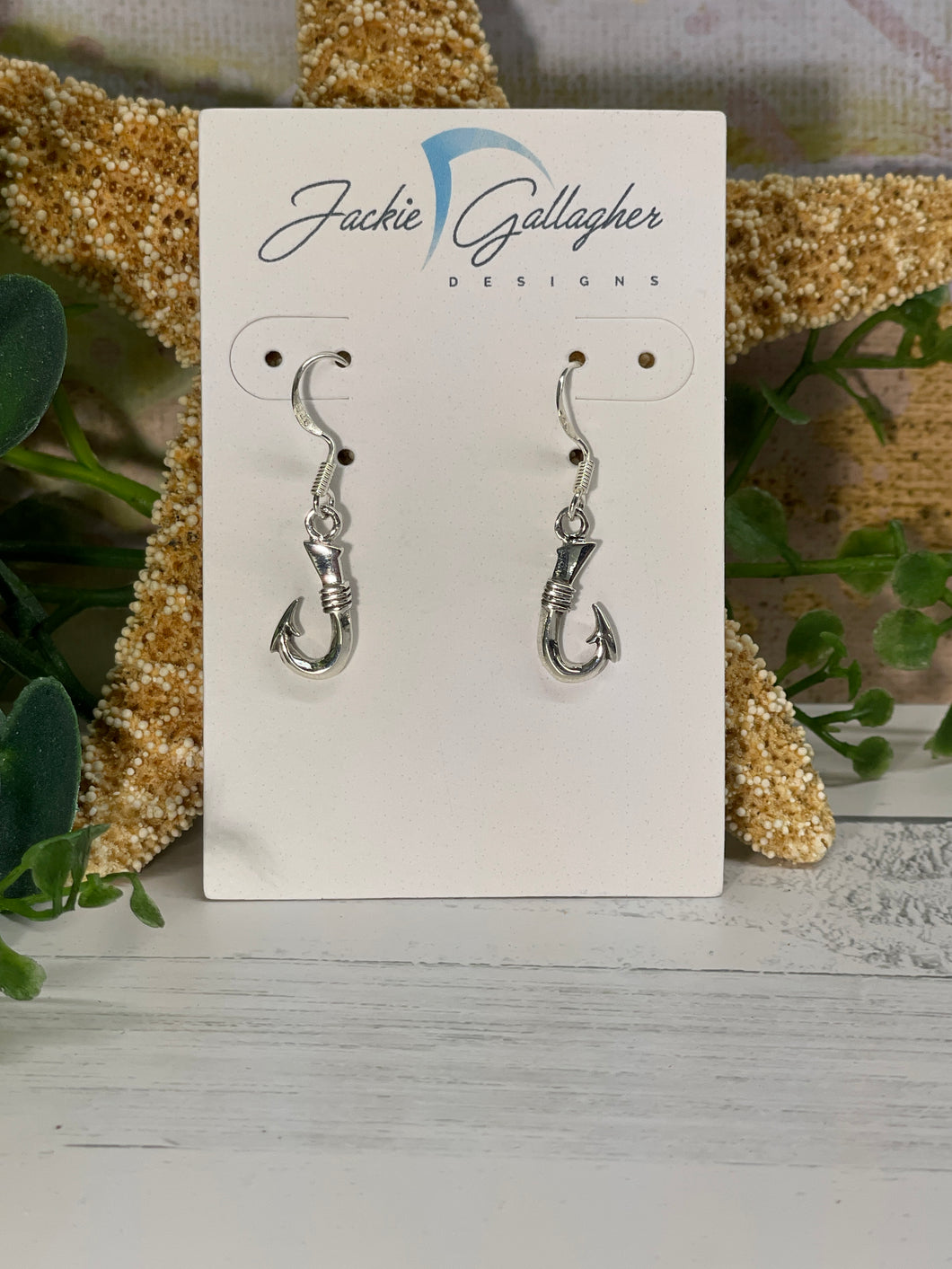 Fish Hook Earring, .925