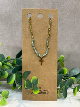 Load image into Gallery viewer, Necklace - Green Gold Cross
