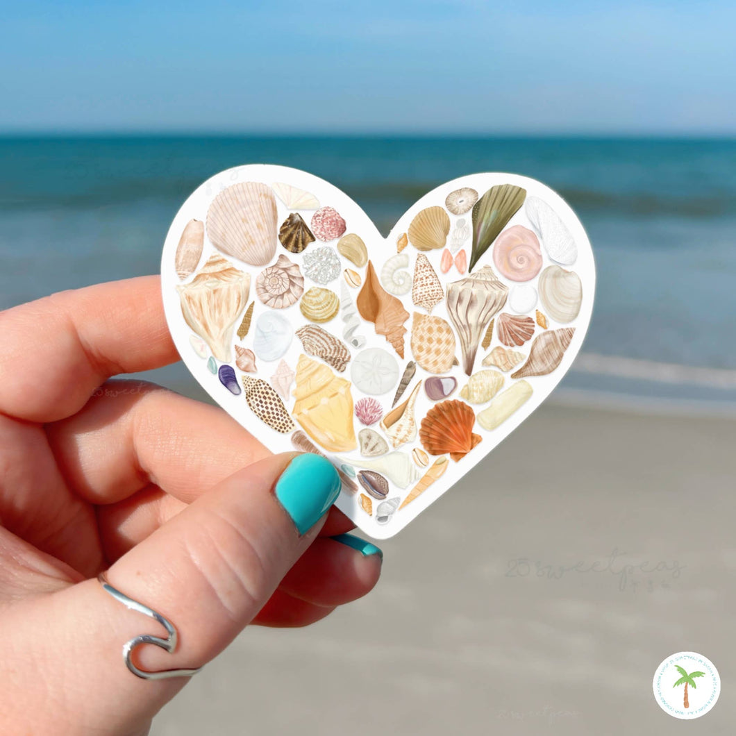 Seashell Lover Sticker, Beach Sticker, Seashell Heart 