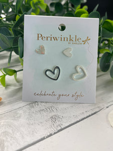 Earring - Silver Heart Duo