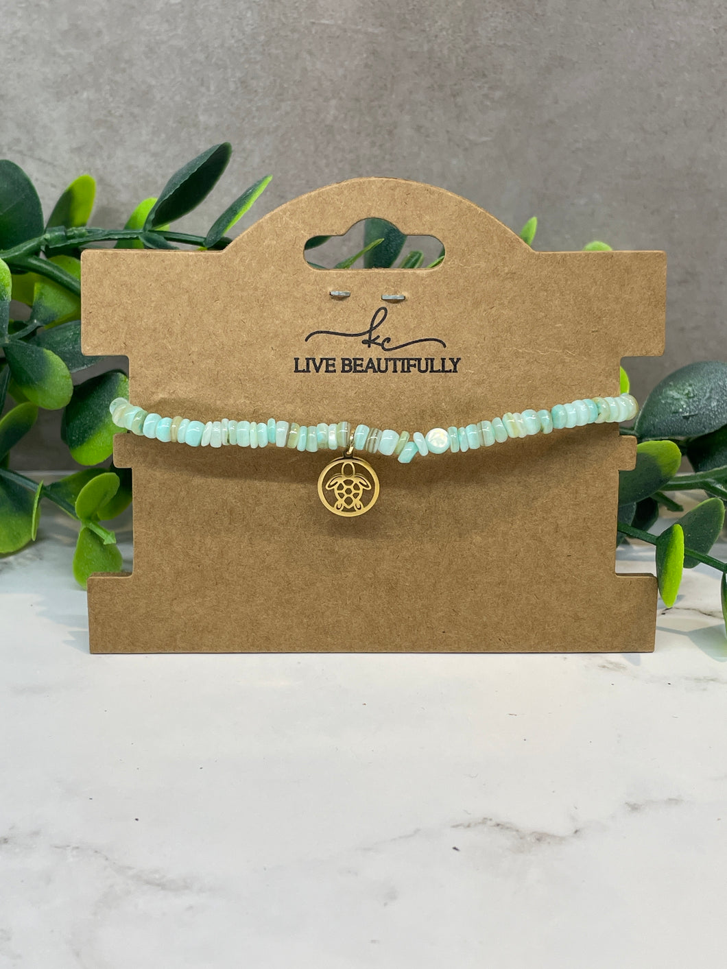 Bracelet - Stone Green Turtle