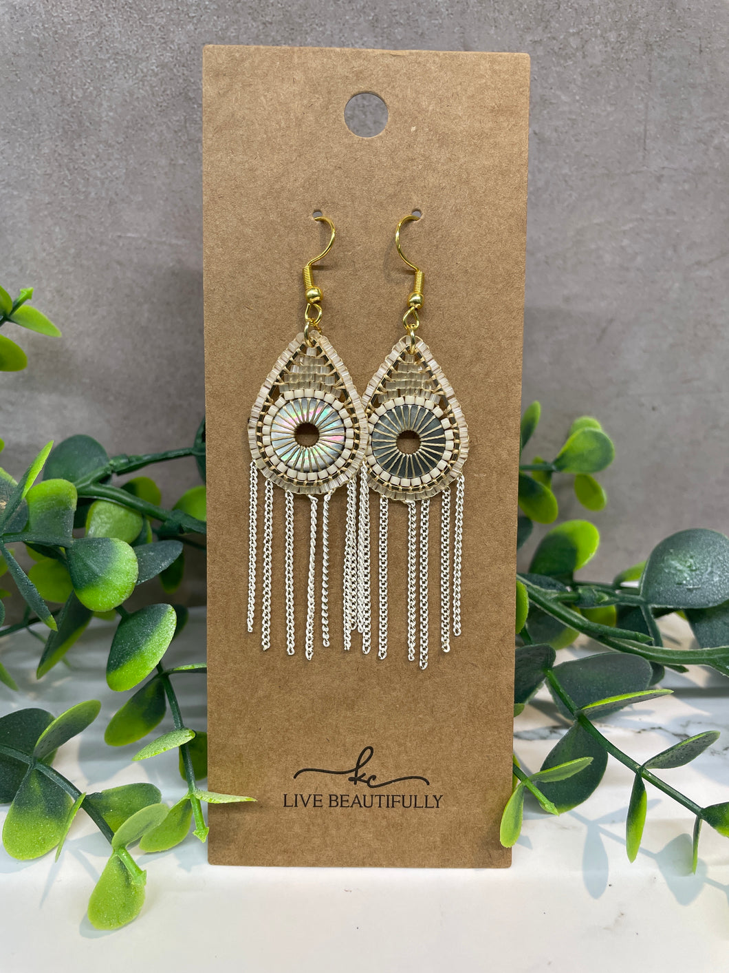 Earrings - Woven Cream