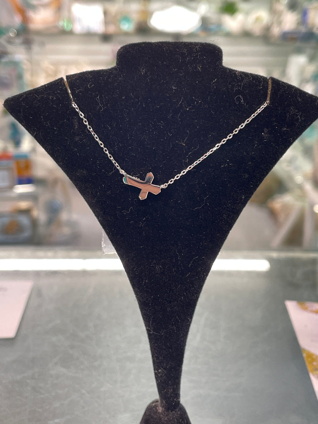 Small Rhodium Sterling Silver Cross