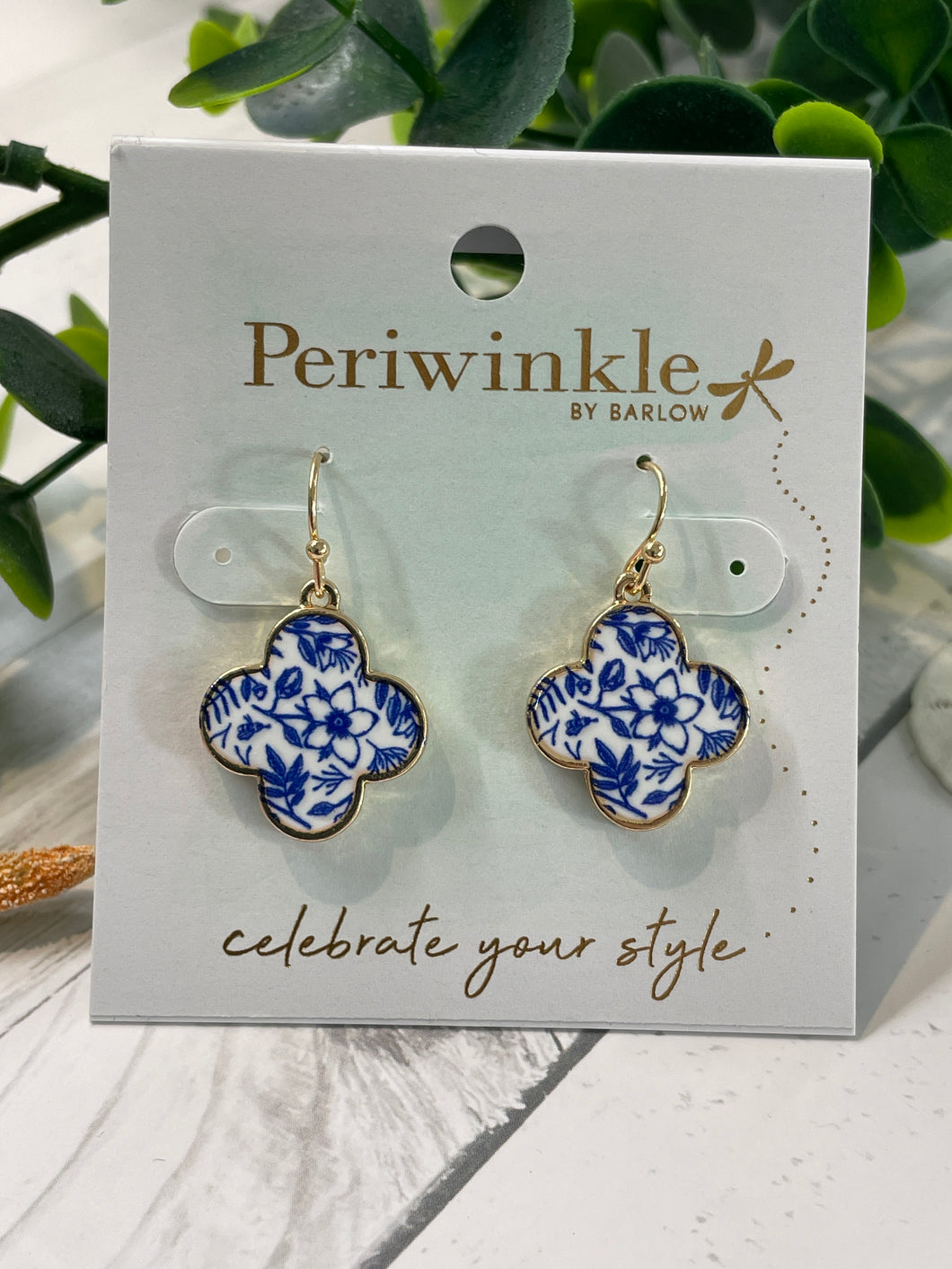 Earrings - Blue & White