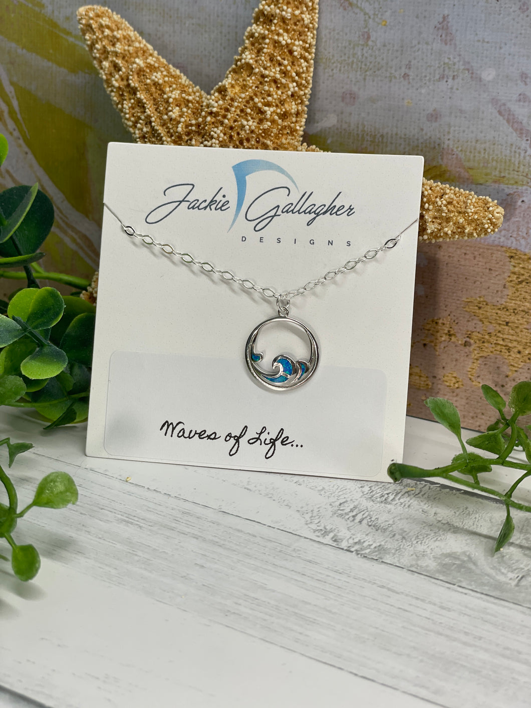 Waves of Life, Lab opal Necklace, .925