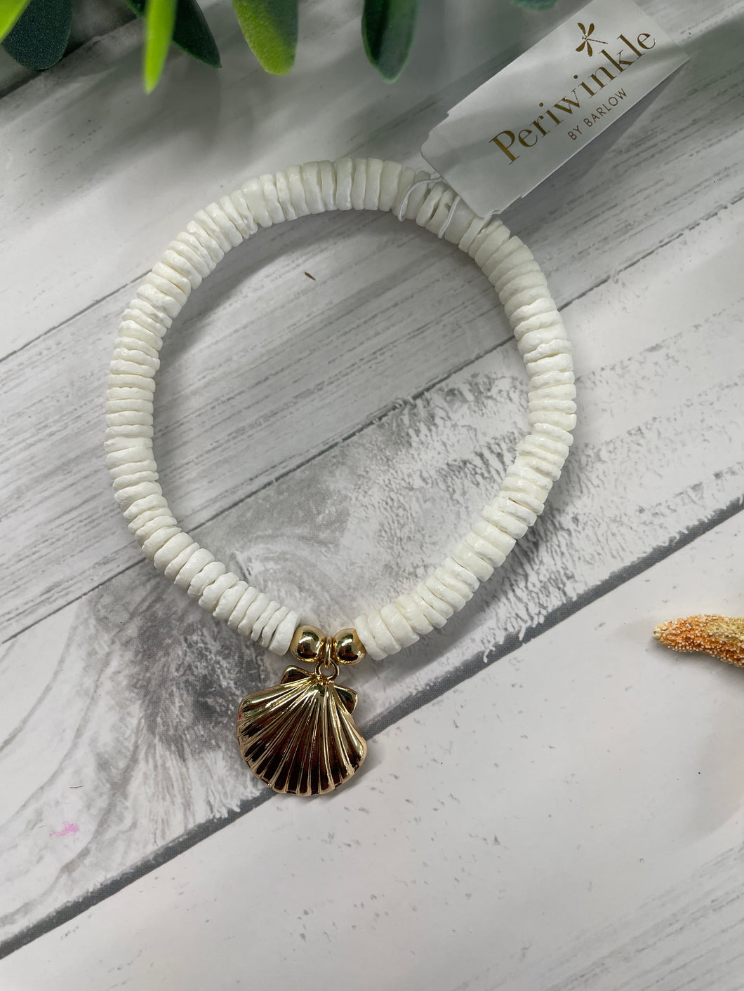 Bracelet - White Shell with Gold