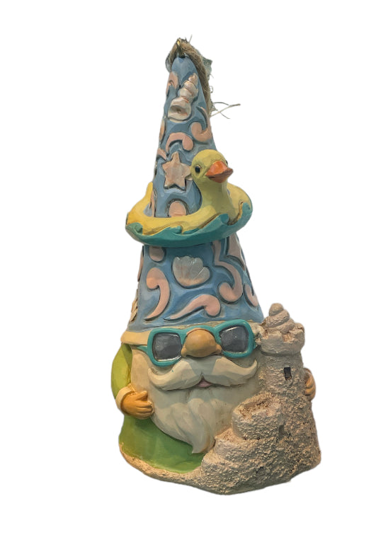 Coastal Gnome with Sandcastle - Ornament