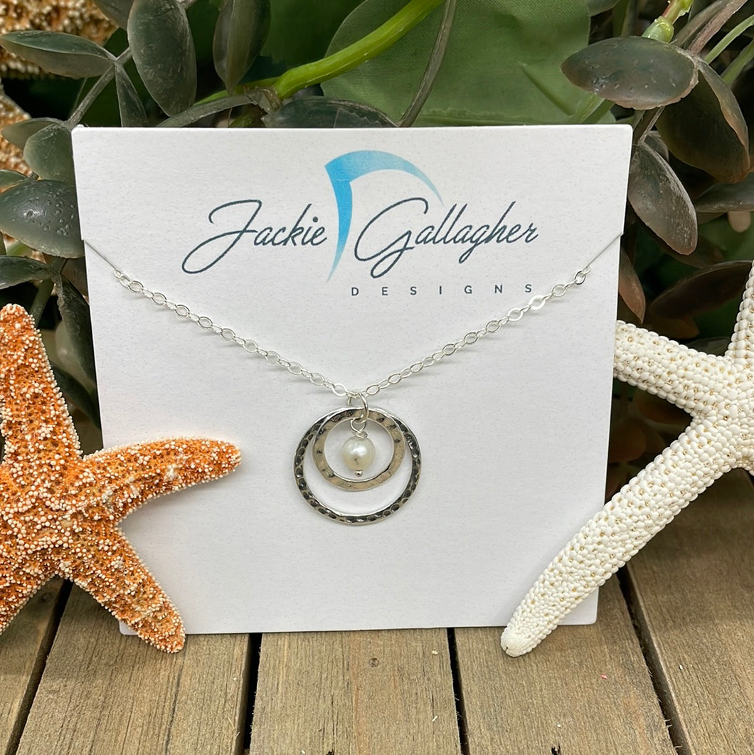 Hammered Rings with Pearl